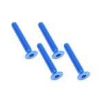 Square R/C M3 x 20mm Aluminum Flat Head Hex Screws (Blue) 4 pcs.