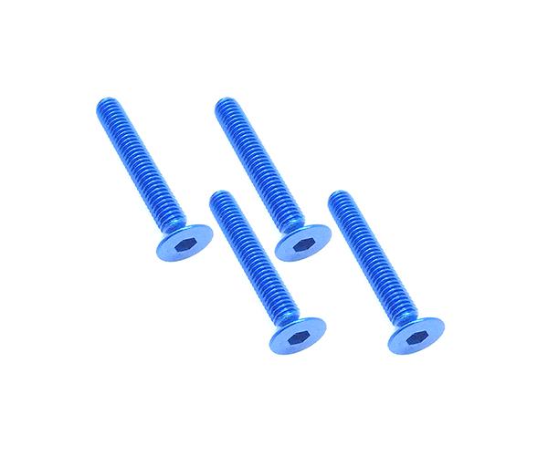 SQ-SAR-320BY Square R/C M3 x 20mm Aluminum Flat Head Hex Screws (Blue) 4 pcs. - Image 1