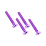 Square R/C M3 x 20mm Aluminum Flat Head Hex Screws (Purple) 4 pcs.