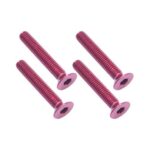 Square R/C M3 x 20mm Aluminum Flat Head Hex Screws (Red) 4 pcs.