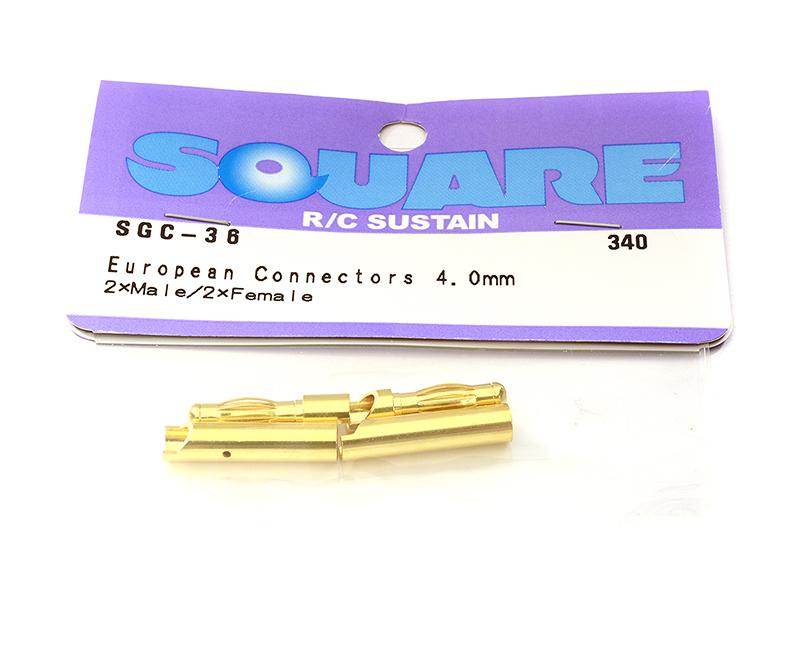 SQ-SGC-36 Square R/C European Connectors - 4mm (2x Male/2x Female) - Image 1