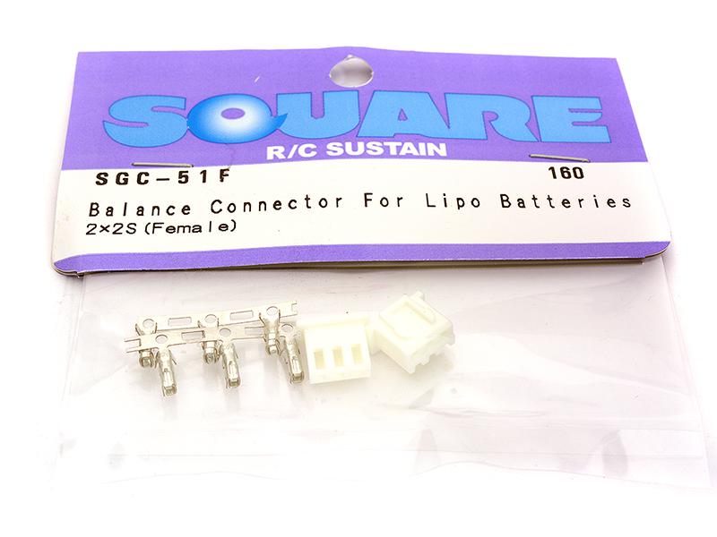 SQ-SGC-51F Square R/C Balance Connector for LiPo Batteries, 2x 2S (Female) - Image 1