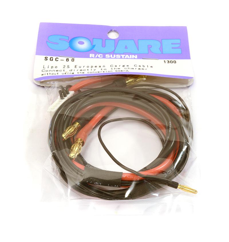 SQ-SGC-60 Square R/C LiPo 2S European Charge Cable, Small (600mm) - Image 1