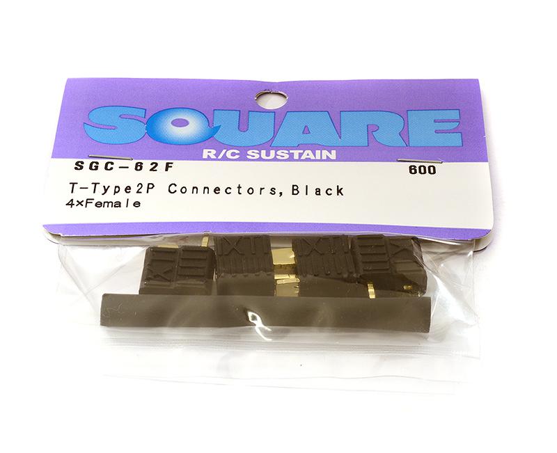 SQ-SGC-62F Square R/C T-Type 2P Connectors, Black (4x Female) - Image 1