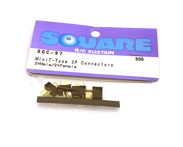 SQ-SGC-87 Square R/C Mini T-Type 2P Connectors (2x Male/2x Female) - Image 1