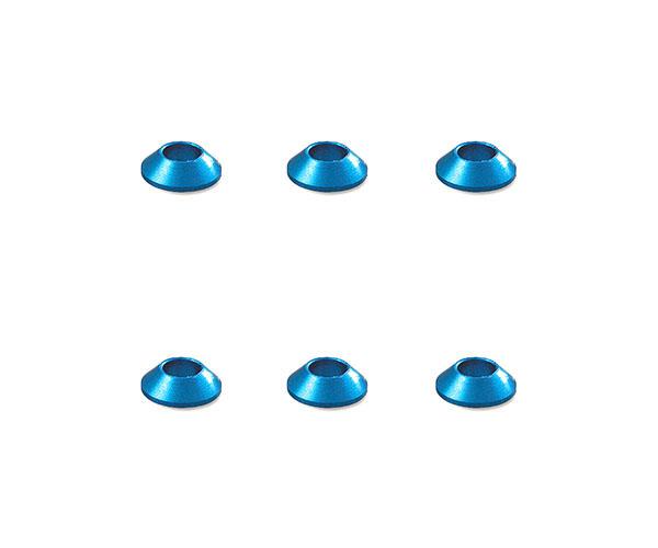 SQ-SGE-108TB Square R/C M3 Aluminum Washers, Tapered (Light Blue) 6 pcs. - Image 1