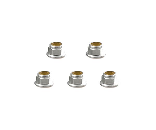 SQ-SGE-13FS Square R/C 3mm Aluminum Lock Nuts, Flanged (Silver) 5 pcs. - Image 1