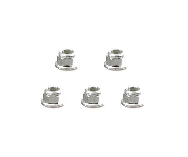 SQ-SGE-14FS Square R/C 4mm Aluminum Lock Nuts, Flanged (Silver) 5 pcs. - Image 1