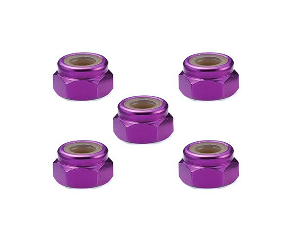 SQ-SGE-14P Square R/C 4mm Aluminum Lock Nuts (Purple) 5 pcs. - Image 1