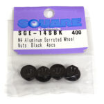 Square R/C M4 Aluminum Serrated Wheel Nuts. (Black) 4 pcs.
