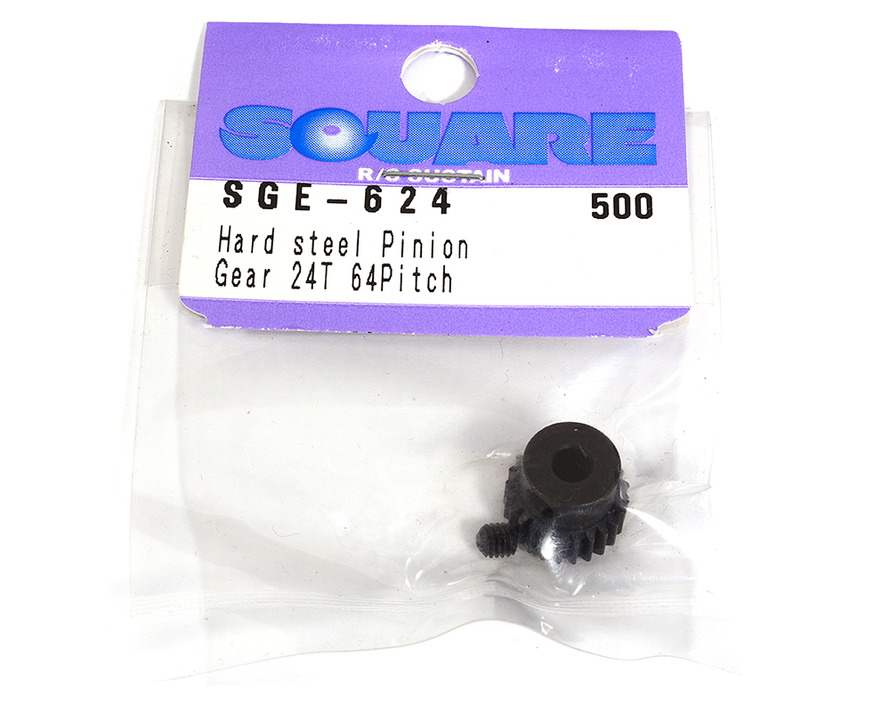 SQ-SGE-624 Square R/C Hard Steel Pinion Gear (64-pitch) 24T - Image 1