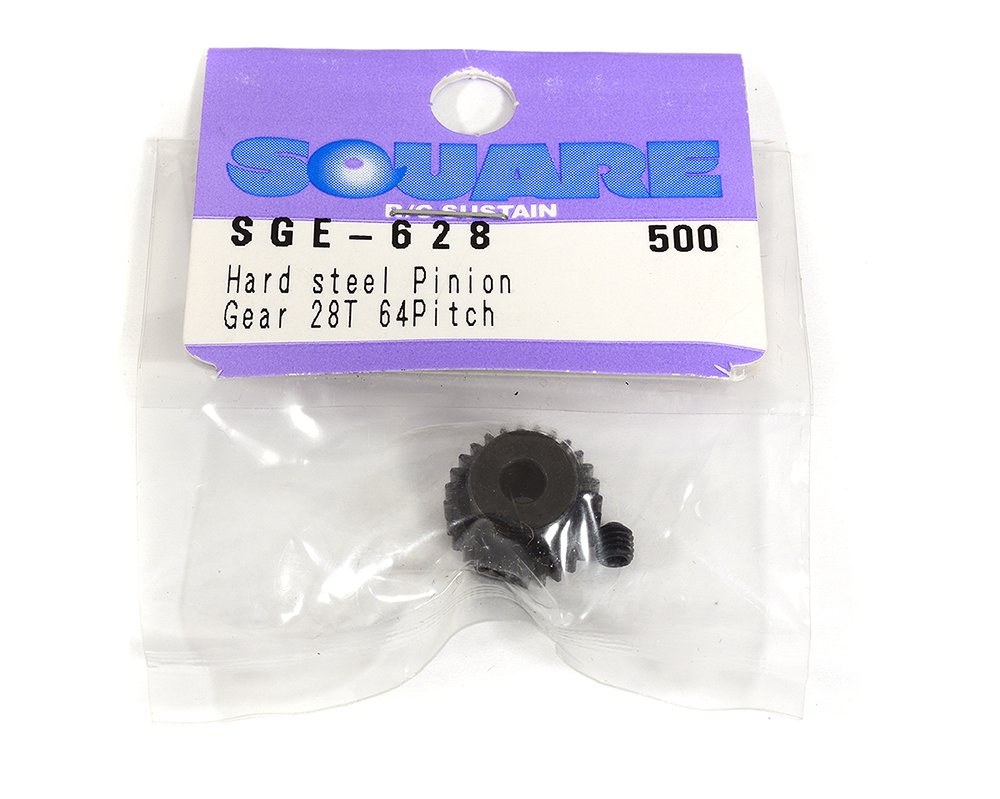 SQ-SGE-628 Square R/C Hard Steel Pinion Gear (64-pitch) 28T - Image 1