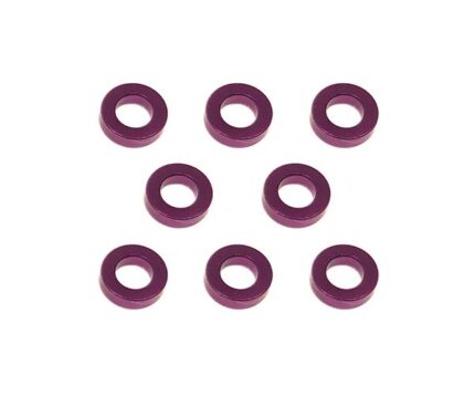 Square R/C M3 Aluminum Ball Stud Washers, 1.5mm Thick (Purple) 8 pcs.