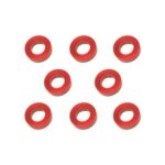 Square R/C M3 Aluminum Ball Stud Washers, 1.5mm Thick (Red) 8 pcs.