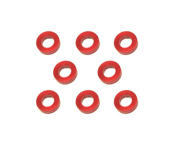 SQ-SGE-915R Square R/C M3 Aluminum Ball Stud Washers, 1.5mm Thick (Red) 8 pcs. - Image 1