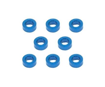 Square R/C M3 Aluminum Ball Stud Washers, 2mm Thick (Blue) 8 pcs.