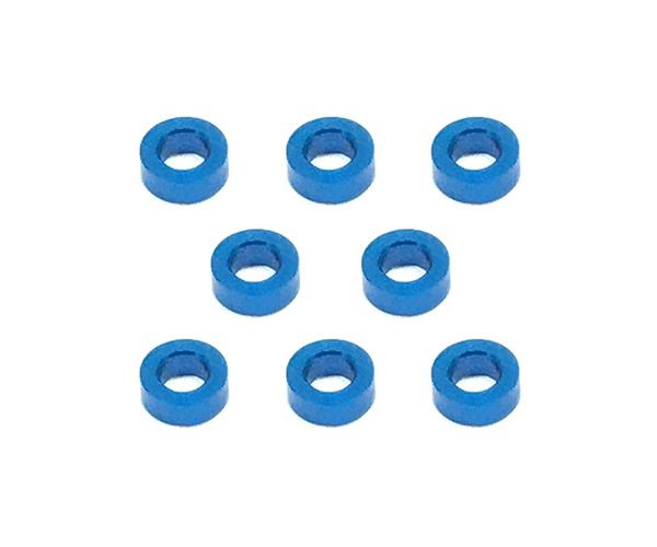 SQ-SGE-920BY Square R/C M3 Aluminum Ball Stud Washers, 2mm Thick (Blue) 8 pcs. - Image 1