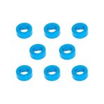 Square R/C M3 Aluminum Ball Stud Washers, 2mm Thick (Light Blue) 8 pcs.