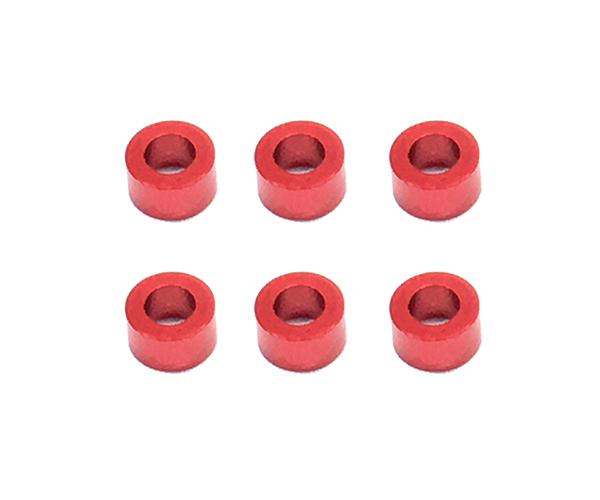 SQ-SGE-930R Square R/C M3 Aluminum Ball Stud Washers, 3mm Thick (Red) 6 pcs. - Image 1
