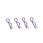 Square R/C Body Clips - 7mm (Purple) 4 pcs. for Most 1/10 Scale Vehicles