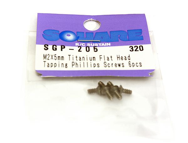 SQ-SGP-205 Square R/C M2 x 5mm Titanium Flat Head Phillips Screws (6 pcs.) - Image 1