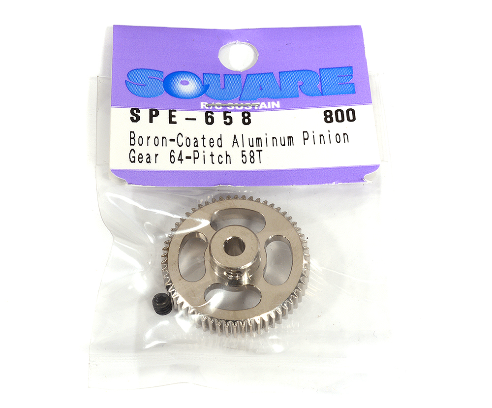 SQ-SPE-658 Square R/C Boron-Coated Aluminum Pinion Gear (64-pitch) 58T - Image 1