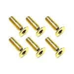 Square R/C M3 x 10mm Stainless Steel Flat Head Hex Screws, Gold Plated (6 pcs.)