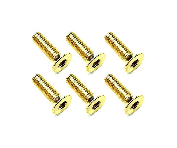 SQ-SSR-310G Square R/C M3 x 10mm Stainless Steel Flat Head Hex Screws, Gold Plated (6 pcs.) - Image 1