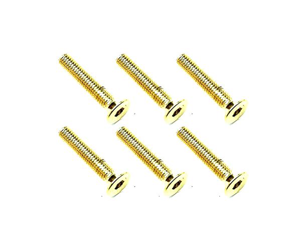 SQ-SSR-316G Square R/C M3 x 16mm Stainless Steel Flat Head Hex Screws, Gold Plated (6 pcs.) - Image 1
