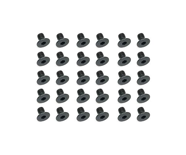 SQ-SST-305L Square R/C M3 x 5mm Black Steel Flat Head Hex Screws (30 pcs.) - Image 1