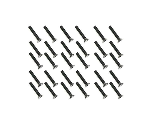 SQ-SST-318L Square R/C M3 x 18mm Black Steel Flat Head Hex Screws (30 pcs.) - Image 1