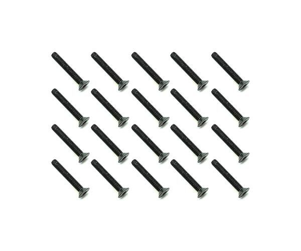 SQ-SST-320 Square R/C M3 x 20mm Black Steel Flat Head Hex Screws (20 pcs.) - Image 1