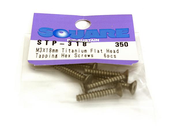 SQ-STP-318 Square R/C M3 x 18mm Titanium Flat Head Hex Screws (6 pcs.) - Image 1