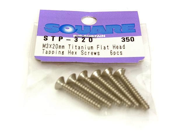SQ-STP-320 Square R/C M3 x 20mm Titanium Flat Head Hex Screws (6 pcs.) - Image 1