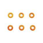 Square R/C M3 Aluminum Ball Stud Washers, 0.5mm Thick (Orange) 6 pcs.