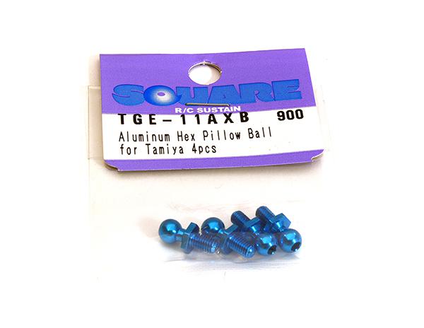 SQ-TGE-11AXB Square R/C Aluminum Hex Pillow Ball for Tamiya, Blue (4 pcs.) - Image 1
