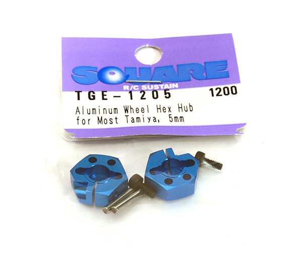 SQ-TGE-1205 Square R/C Aluminum Wheel Hex Hub for Most Tamiya, 5mm (2 pcs.) - Image 1