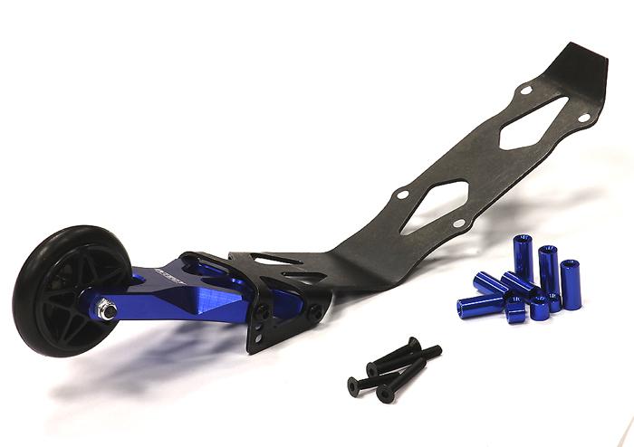 T4121BLUE Evo-6 Billet Machined Alloy Wheelie Bar for Traxxas 1/10 E-Revo (-2017) & Summit - Image 1