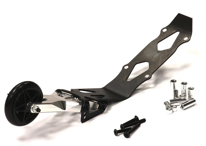 T4121SILVER Evo-6 Billet Machined Alloy Wheelie Bar for Traxxas 1/10 E-Revo (-2017) & Summit - Image 1