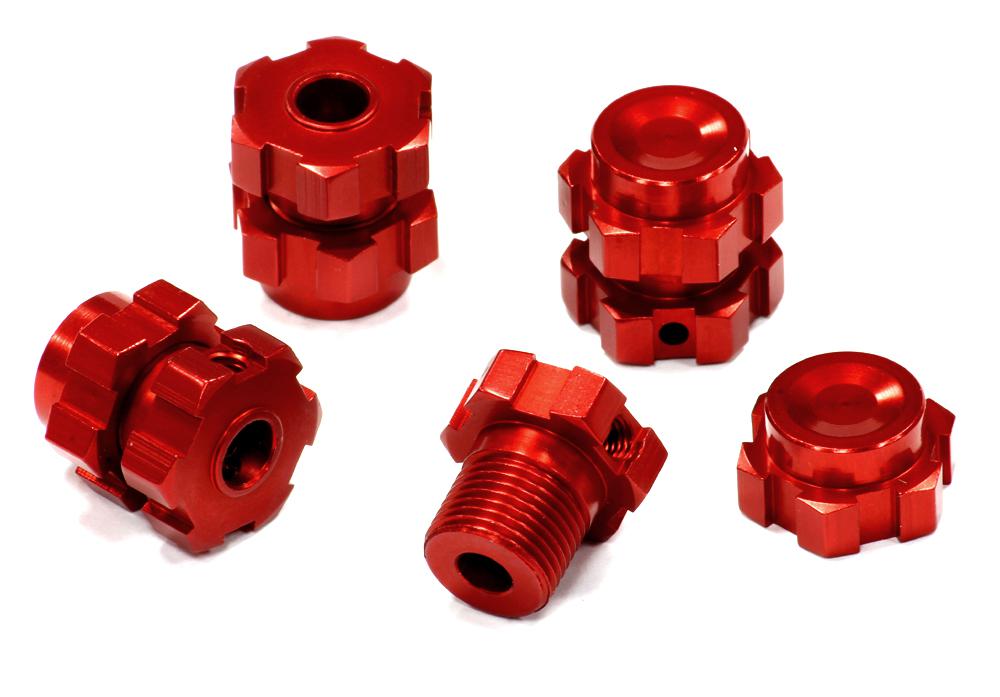 T4132RED Machined Wheel 17mm Hex Adapter(4) +0mm Offset for 1/10 E-Revo(-2017) & Revo 3.3 - Image 1