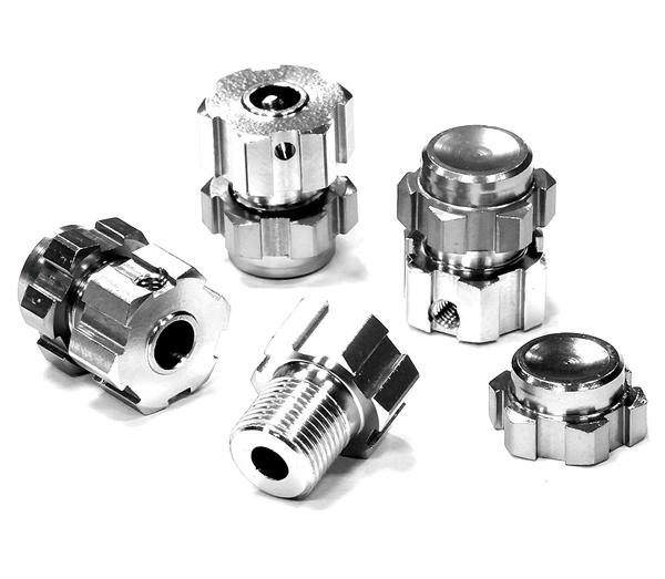 T4133SILVER Machined Wheel 17mm Hex Adapter(4) +3mm Offset for 1/10 E-Revo(-2017) & Revo 3.3 - Image 1