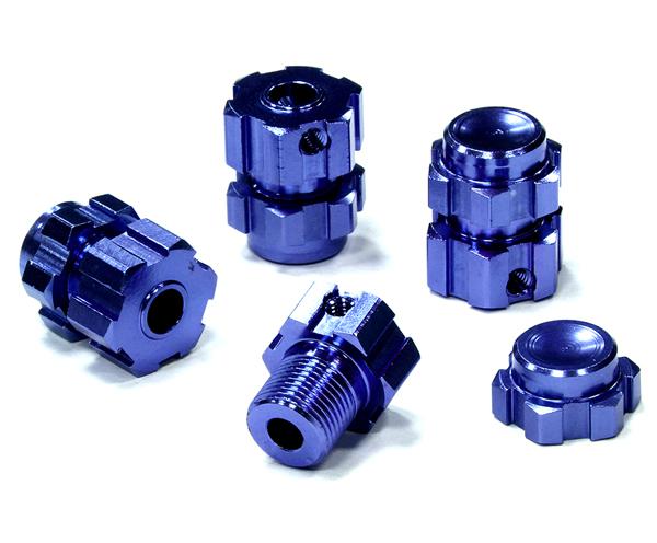 T4134BLUE Machined Wheel 17mm Hex Adapter(4) +6mm Offset for 1/10 E-Revo(-2017) & Revo 3.3 - Image 1