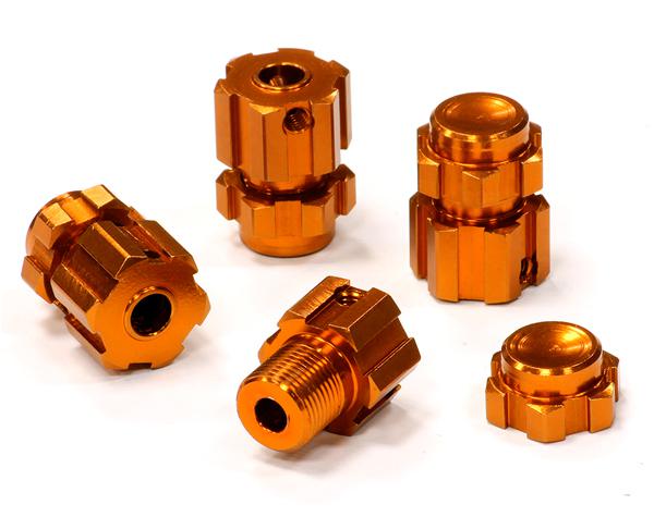 T4134ORANGE Machined Wheel 17mm Hex Adapter(4) +6mm Offset for 1/10 E-Revo(-2017) & Revo 3.3 - Image 1