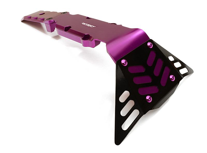 T4140PURPLE Front+Mid Skid Plate for Traxxas 1/10 E-Revo (-2017), Revo 3.3, Summit 5337 - Image 1