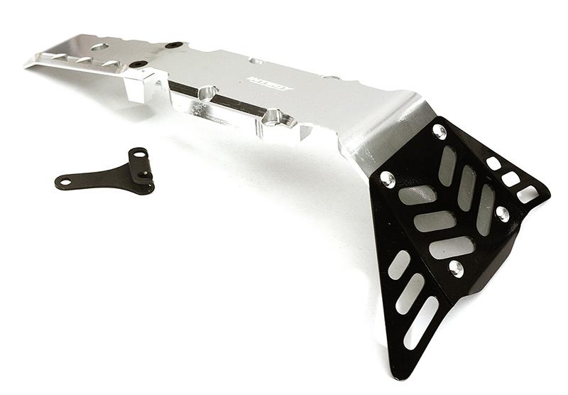 T4140SILVER Front+Mid Skid Plate for Traxxas 1/10 E-Revo (-2017), Revo 3.3, Summit 5337 - Image 1