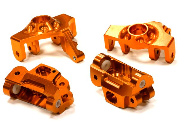 T5023ORANGE Billet Machined Steering Knuckle & Caster Block Set for HPI 1/12 Savage XS Flux - Image 1