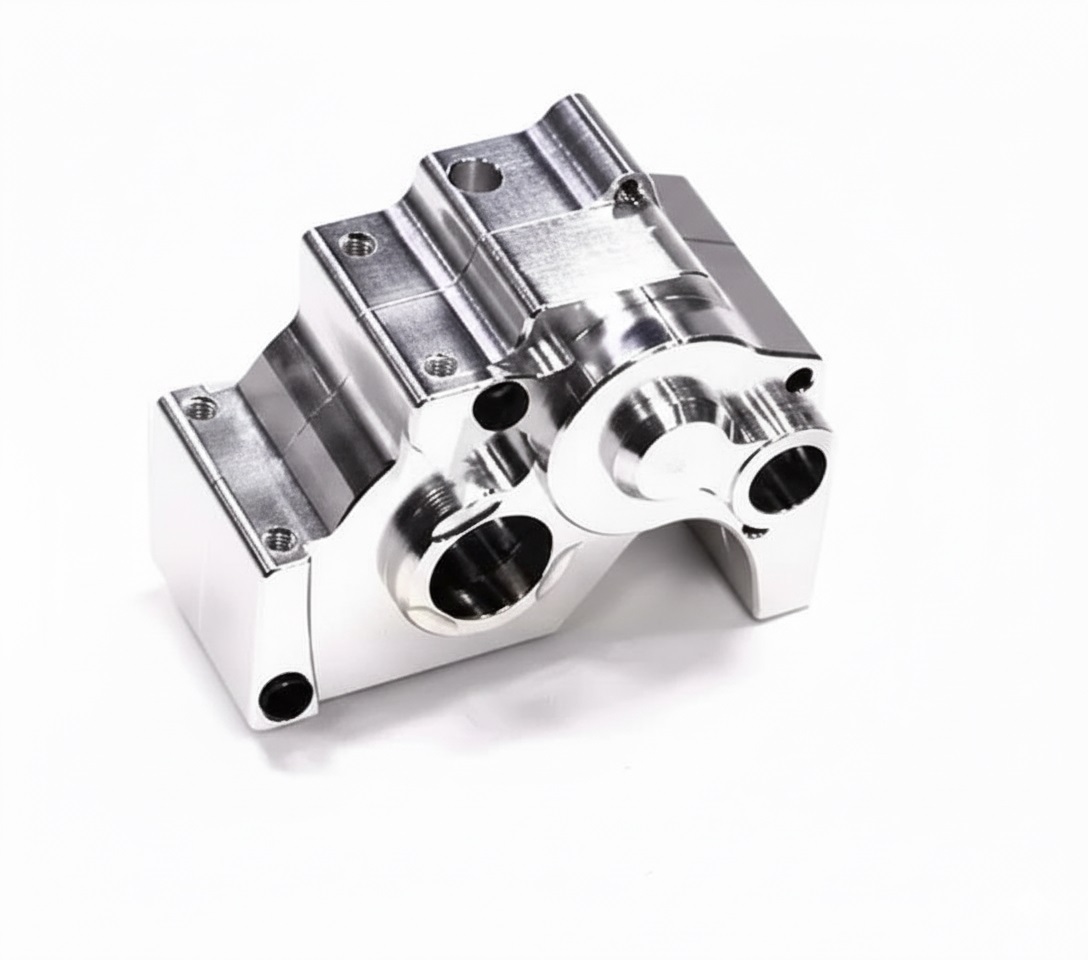 T6637SILVER Billet Machined Alloy Gearbox for HPI 1/10 Nitro Firestorm Stadium Truck - Image 1