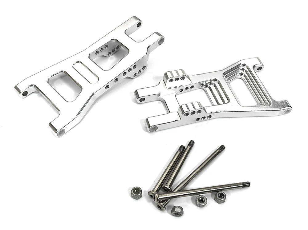 T6758SILVER Billet Machined Rear Lower Arms for Traxxas 1/10 Nitro Rustler Stadium Truck - Image 1