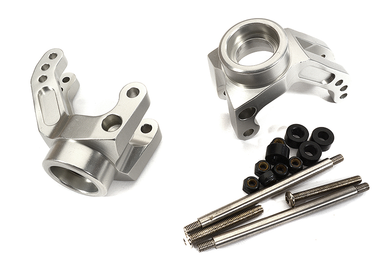 T6906SILVER Billet Machined Rear Hub Carriers for HPI 1/8 Savage-X, 21 & 25 Monster Truck - Image 1
