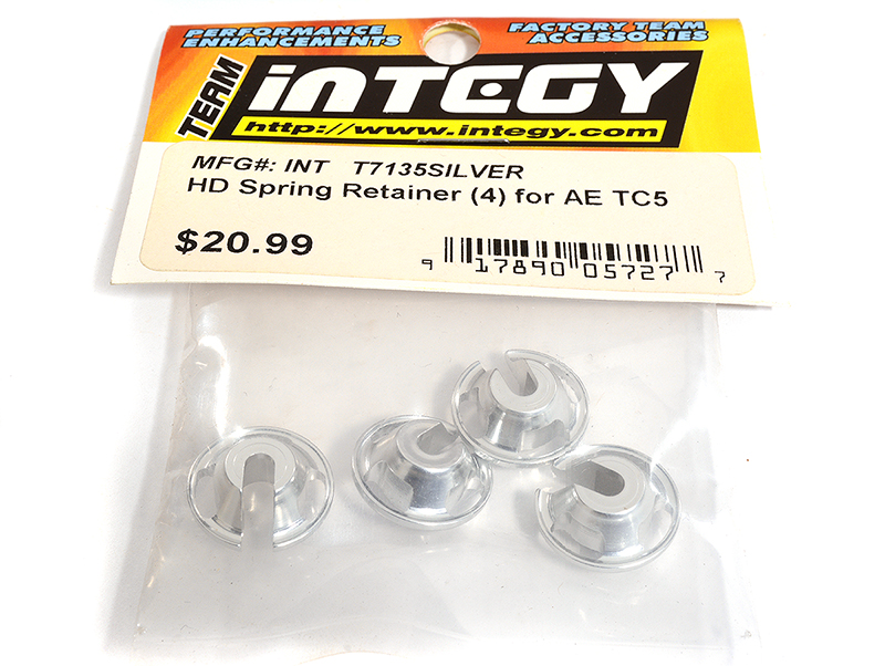 T7135SILVER Billet Machined HD Spring Retainer (4) for Team Associated 1/10 TC5 Touring Car - Image 1